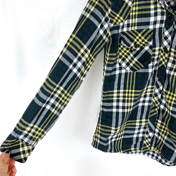 Rails Plaid Button Down Shirt Navy Double Gauze 100% Cotton Long Sleeve XS - Picture 4 of 8